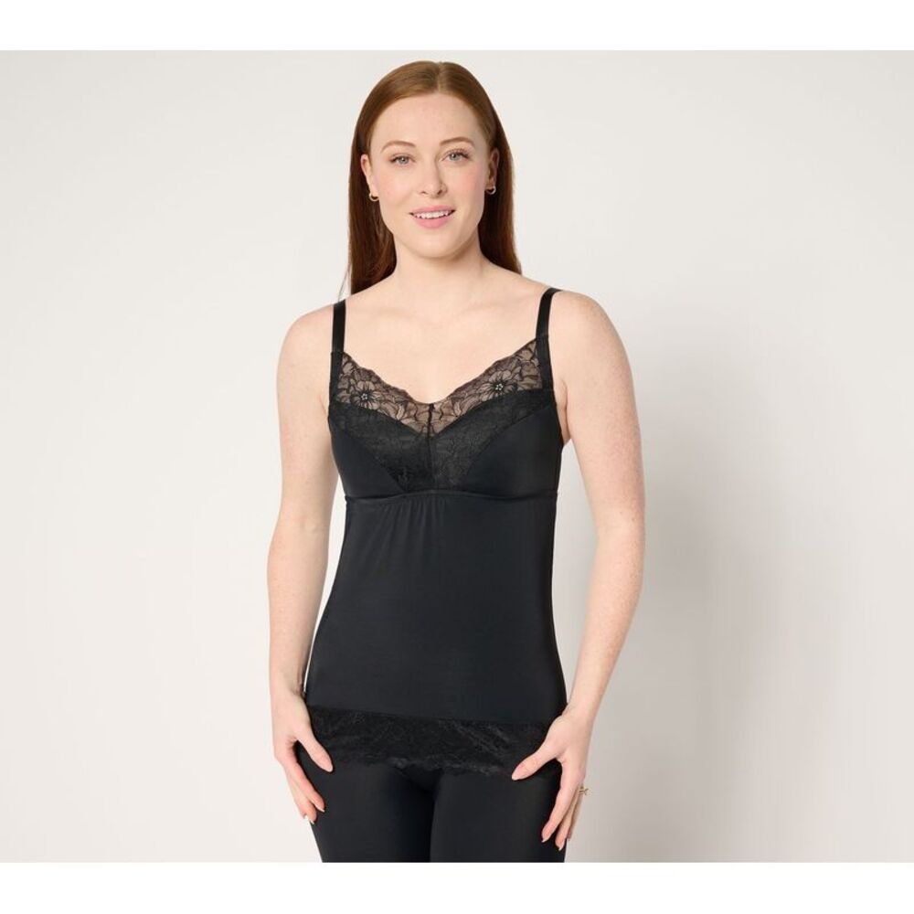 Breezies Women's Plus Sz Bra 2X Soft Support Lace Camisole Black A678633